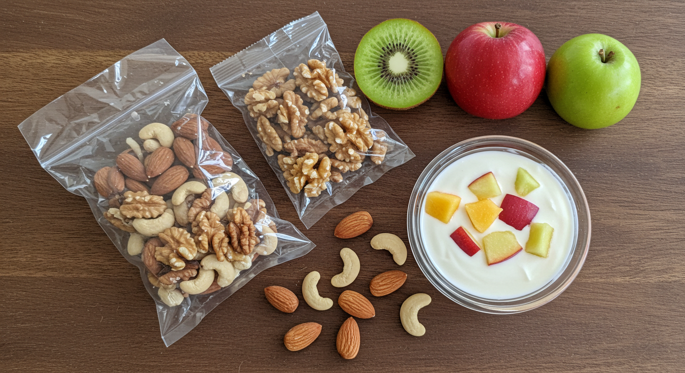 간식으로 견과류와 과일 선택하기: 자연 그대로의 달콤함과 영양을 즐기세요.