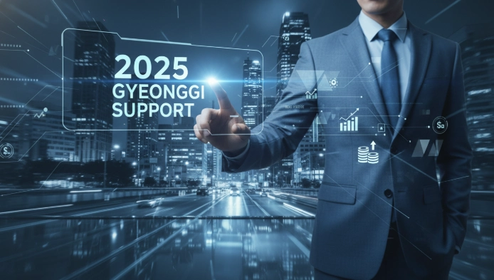 마감 임박한 2025년 경기도 정부지원금을 놓치지 않기 위해 서류를 준비하며 활기차게 신청하는 사람의 모습.