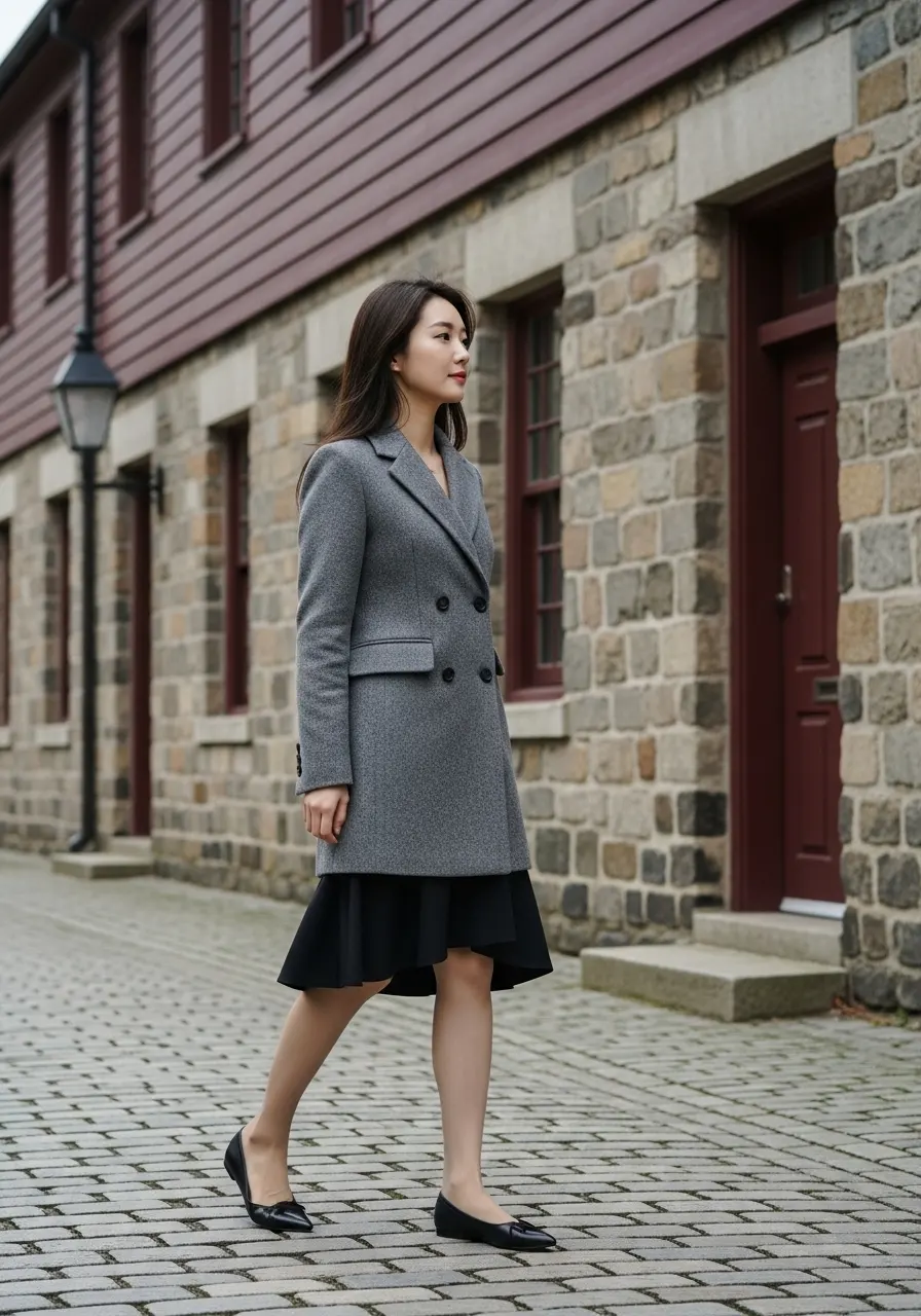 핼리팩스 시내의 역사적 건축물을 둘러보는 한국인 여행자