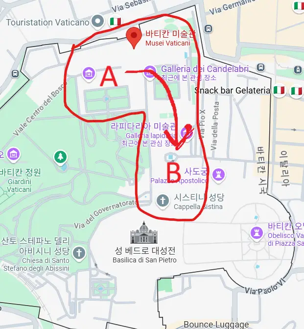 구글지도로-표현한-바티칸박물관