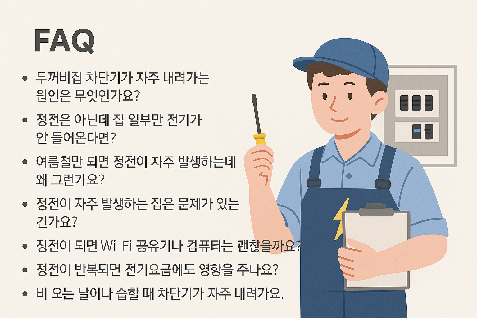 두꺼비집 차단기가 자주 내려가는 원인은 무엇인가요