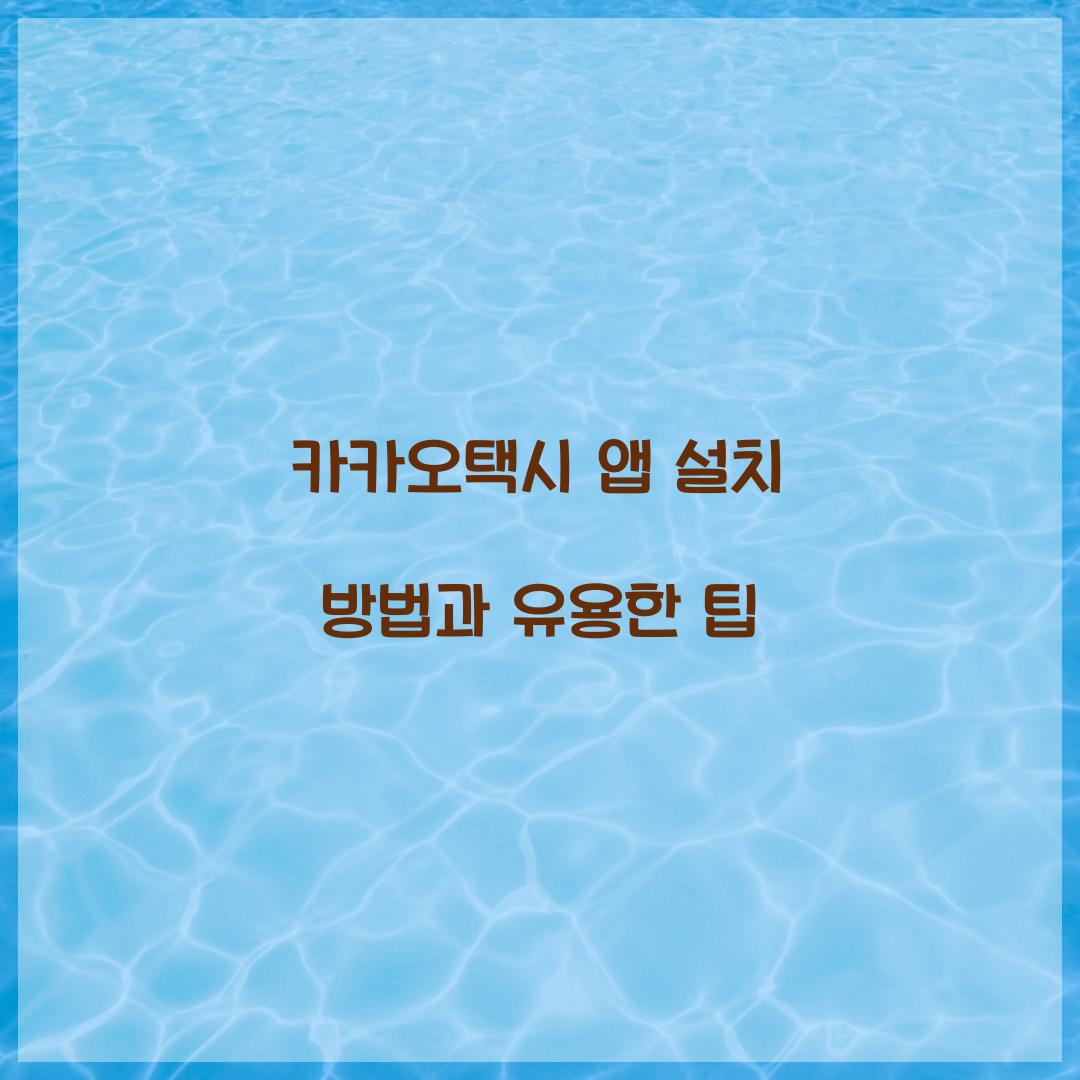 카카오택시 앱 설치