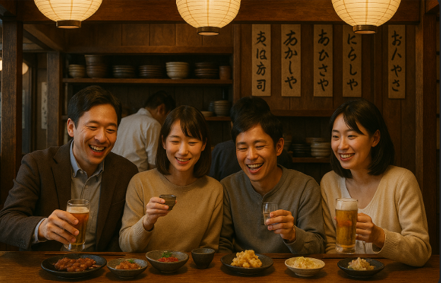 일본 이자카야에서 퇴근후 풍경