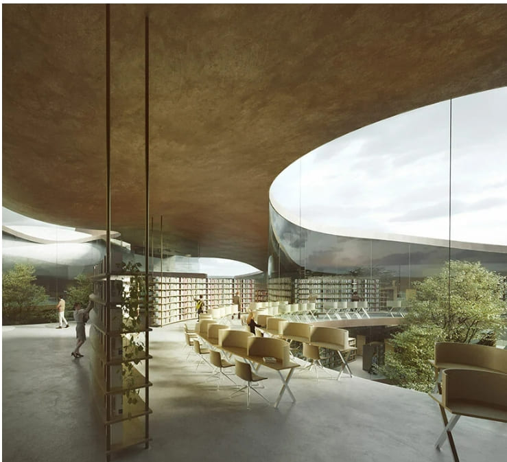 노아의 방주 컨셉의 이탈리아 밀라노의 '지식의 나무' 도서관 Noa* tops library concept in milan with organic roof ring + blossoming park