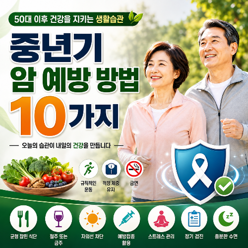 중년기 암 예방 방법 10가지｜50대 이후 건강을 지키는 생활습관