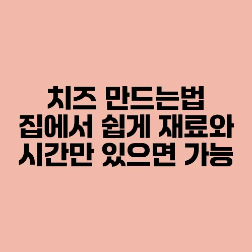 치즈 만드는법 집에서 쉽게 재료와 시간만 있으면 가능