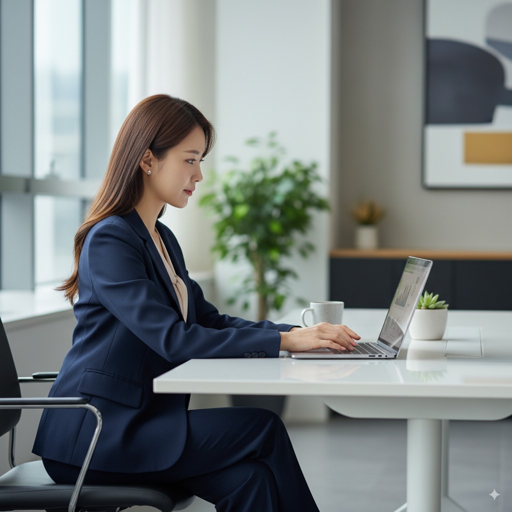 Nano banana모델의 프롬프트를 통해 생성된 이미지 'Office Woman' 예시