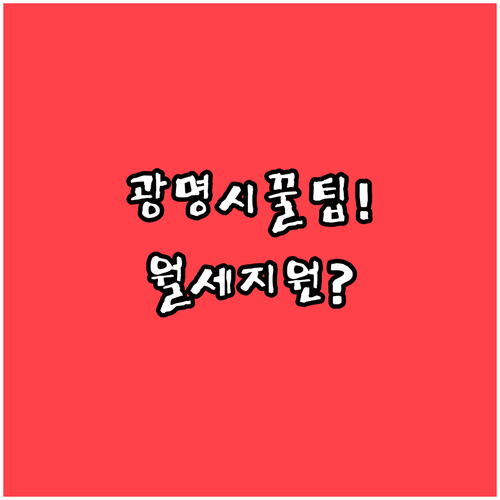 2026 광명시 청년월세지원 총정리 ..