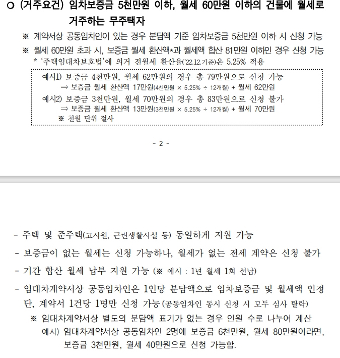 서울 청년 월세 지원 자격 조건