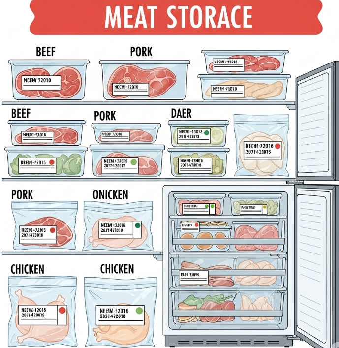 올바른 육류 보관은 맛과 건강을 지키는 첫걸음입니다. 이미지