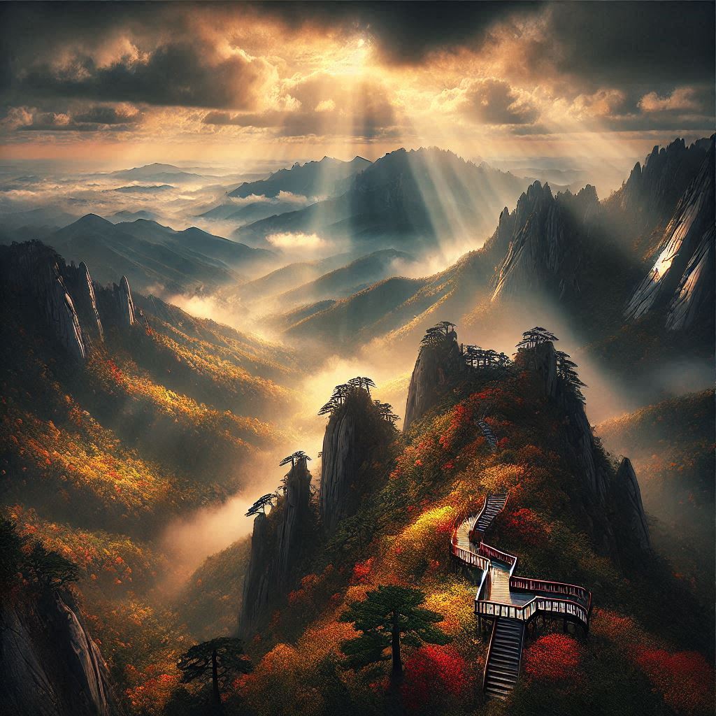 Vue de Daedunsan en Cor&eacute;e