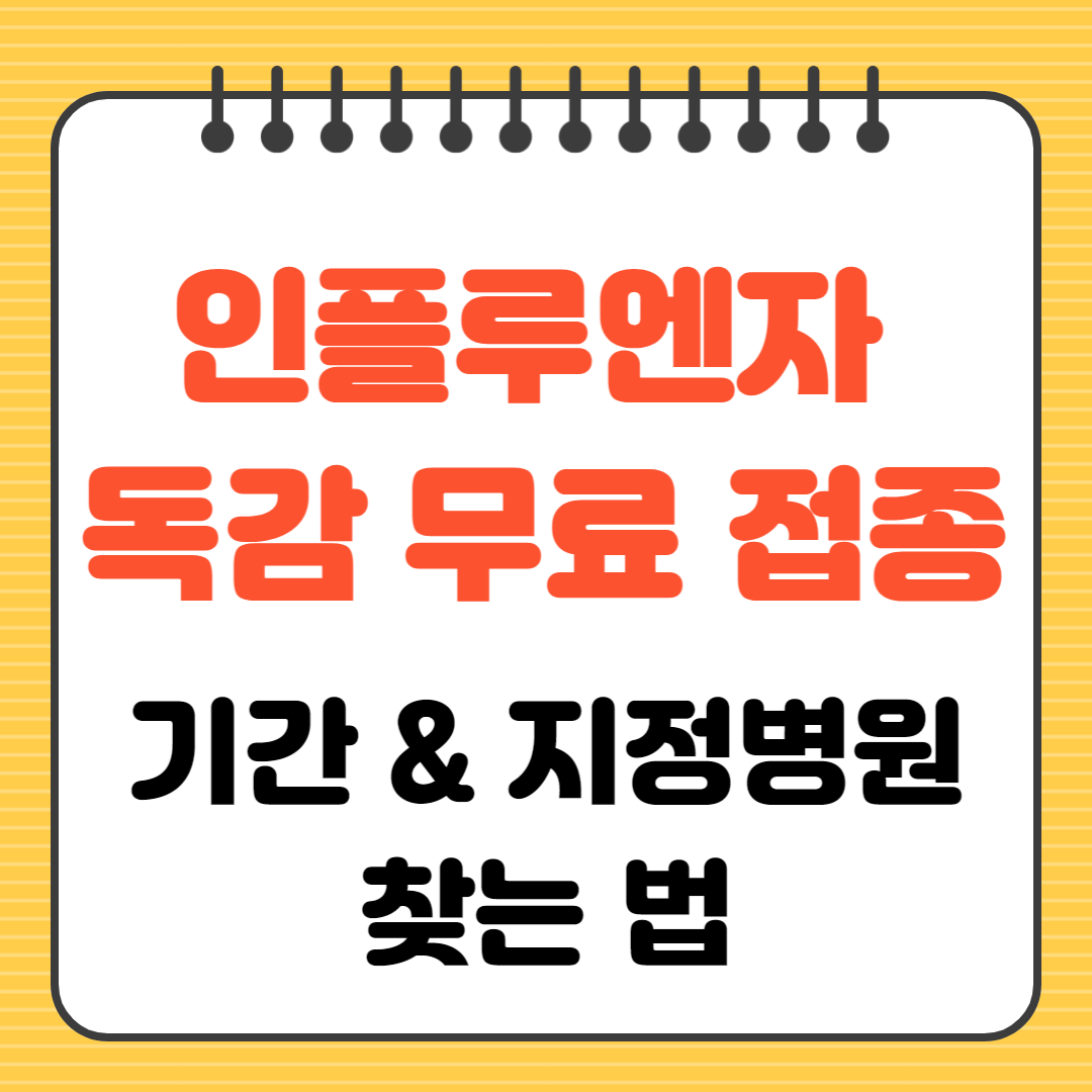 인플루엔자 독감 무료 접종 기간 지정병원 찾는 법