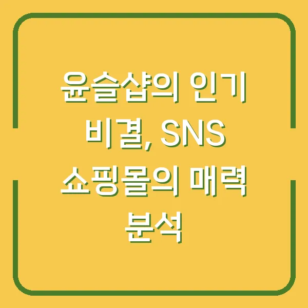 윤슬샵의 인기 비결, SNS 쇼핑몰의 매력 분석