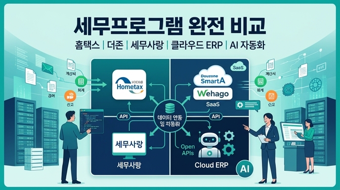 세무프로그램 완전 비교 - 홈택스·더존·세무사랑·클라우드 ERP까지 IT 관점 총정리 썸네일