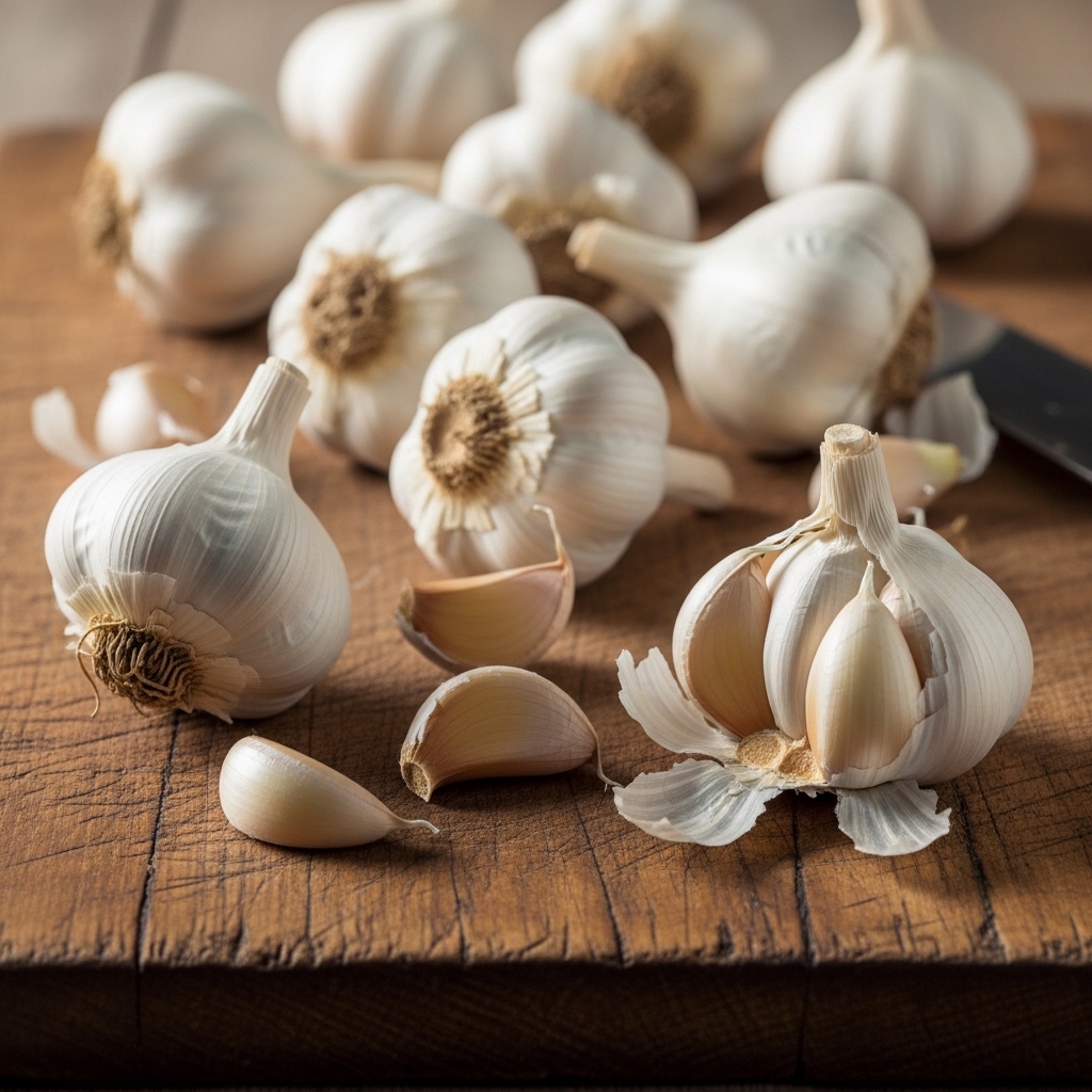 알리신을 품고 있는 깨끗하고 싱싱한 통마늘