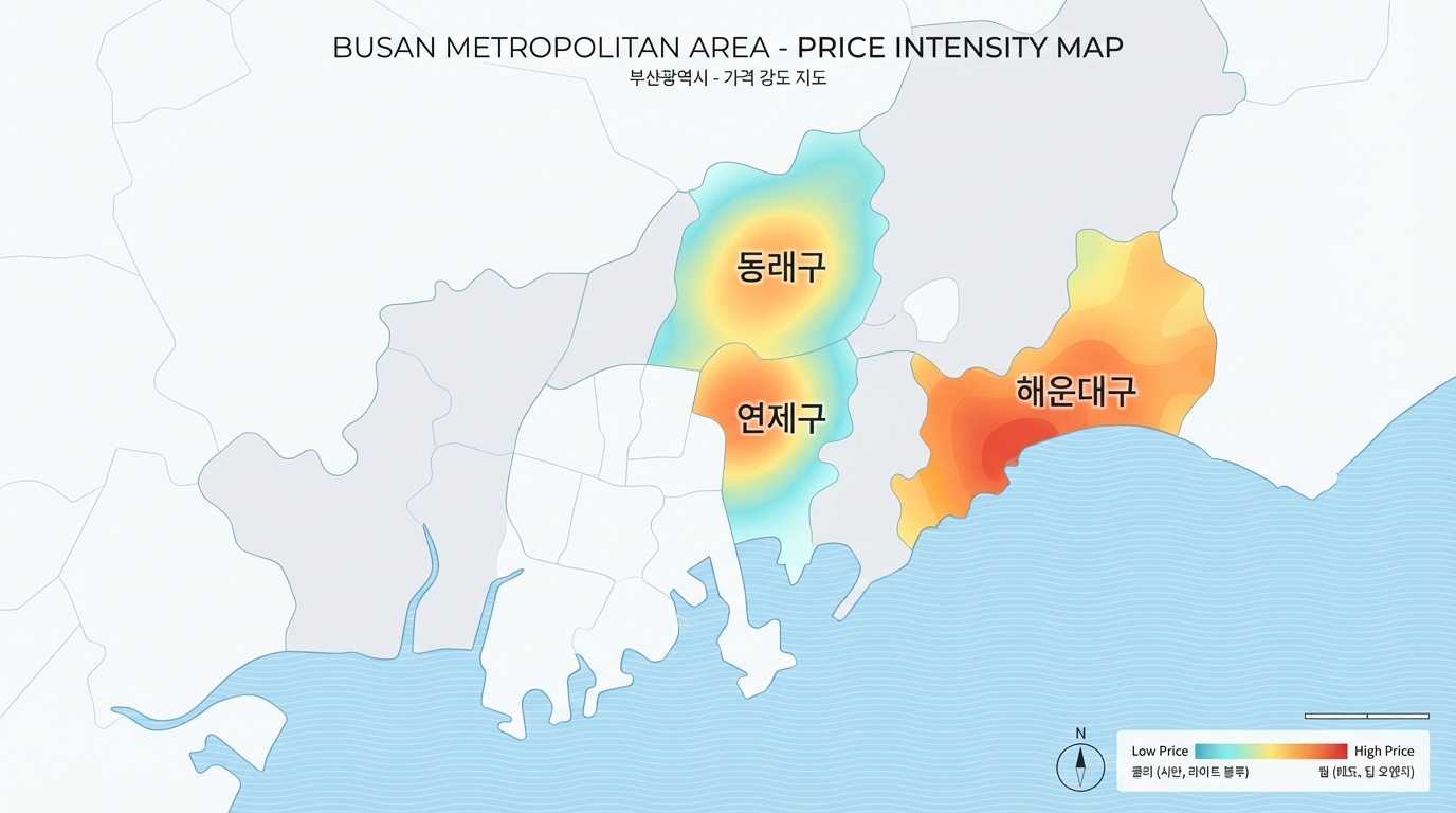 부산 지역별 전세가격 상승 지도
