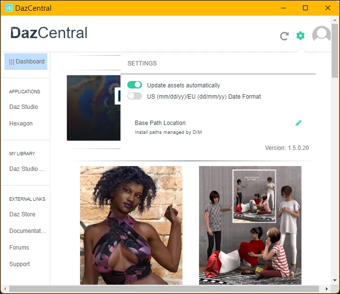 Daz Central 설정