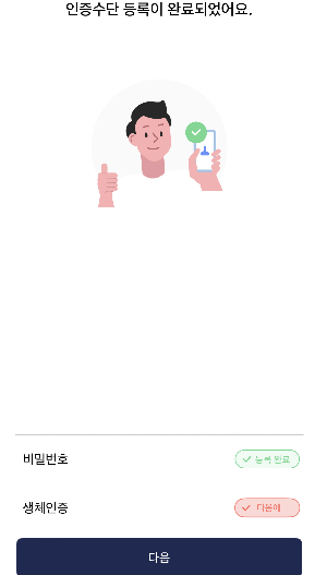 모바일 신분증 앱 본인 인증 및 비밀번호 설정 완료