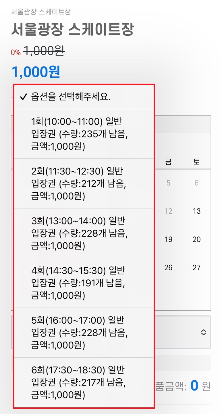 서울광장 스케이트장 예약
