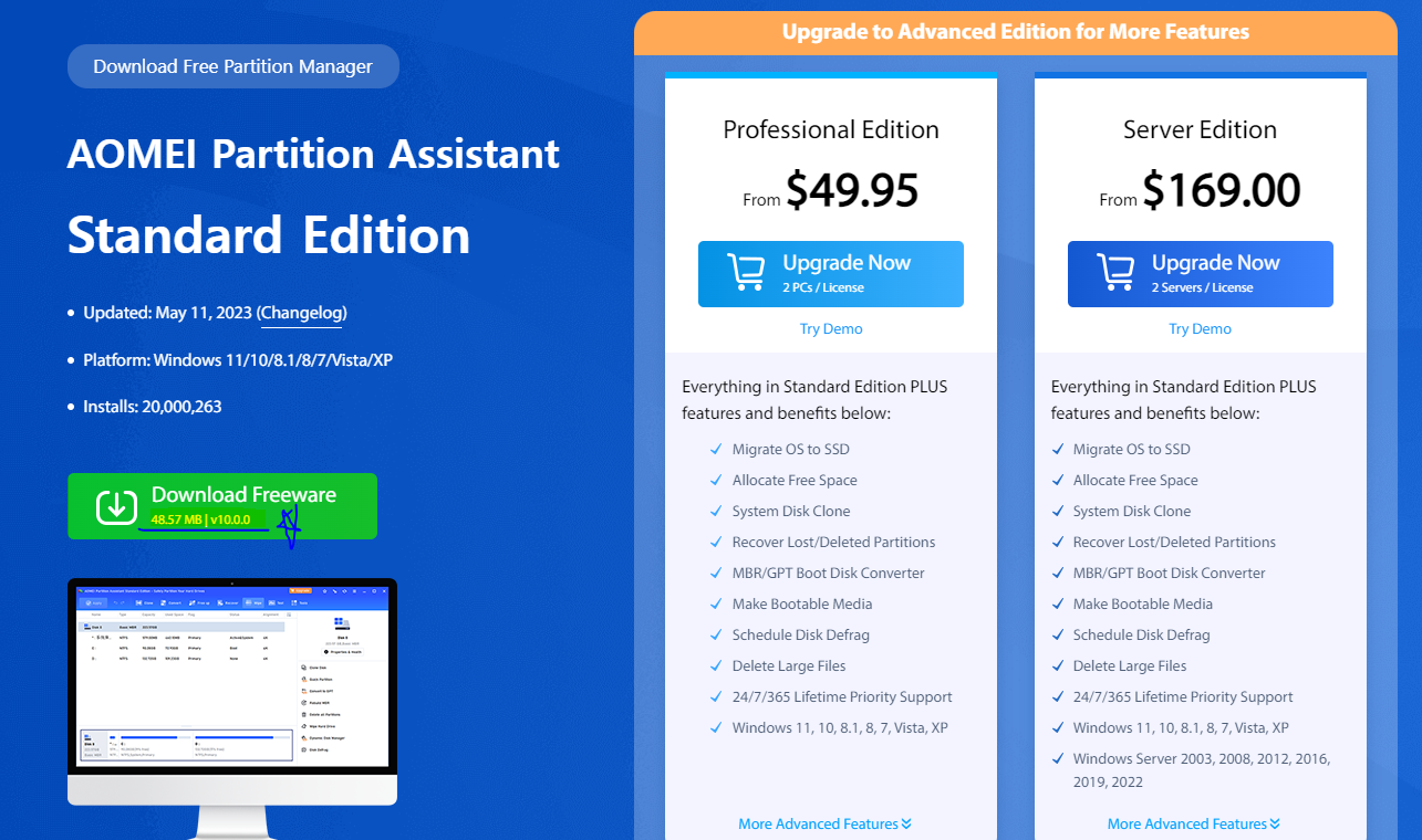 AOMEI Partition Assistant 10.0 버전