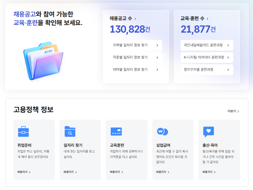 고용보험공단 홈페이지 바로가기 (www.work24.go.kr)