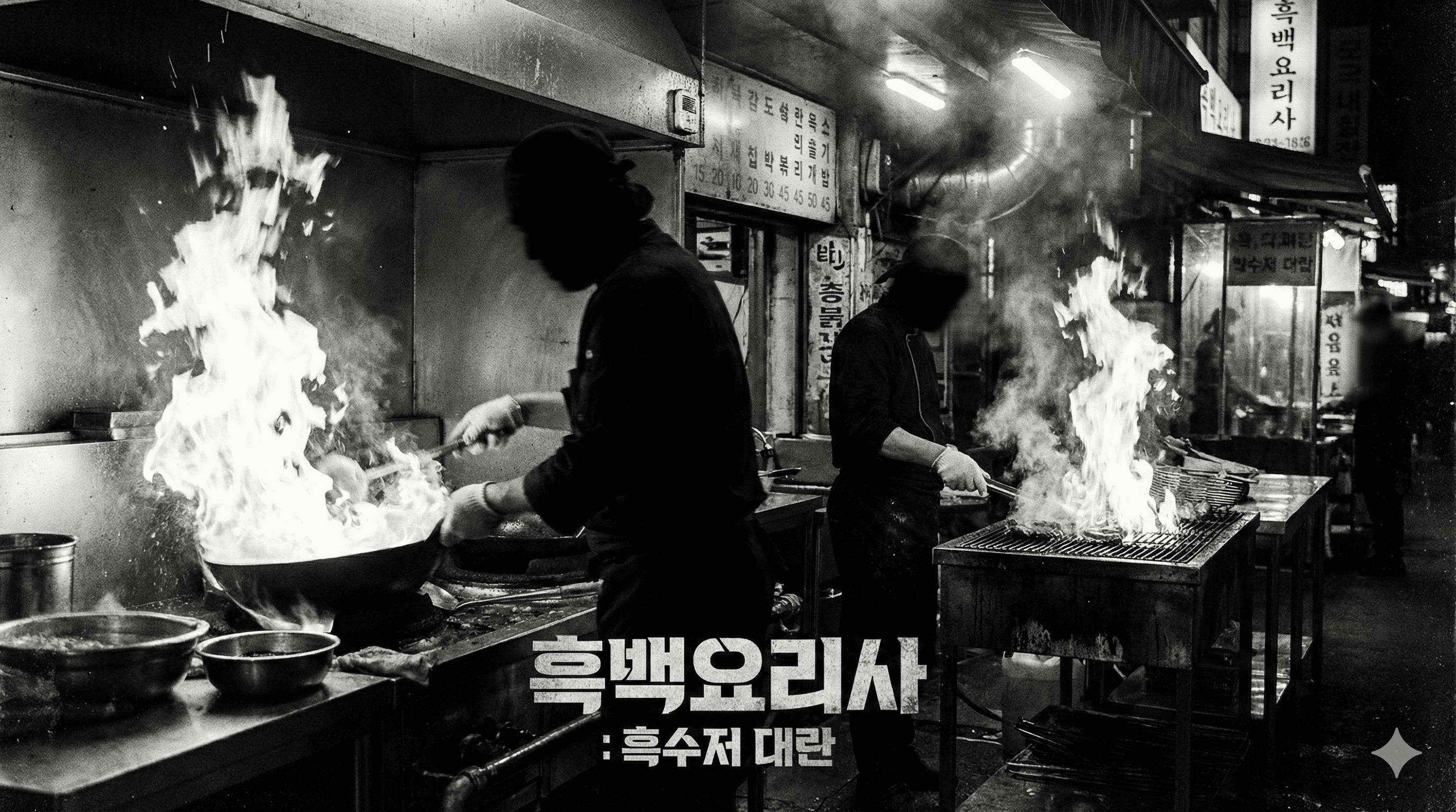 흑백요리사2 흑수저 셰프들의 실전 요리 분위기를 상징하는 이미지
