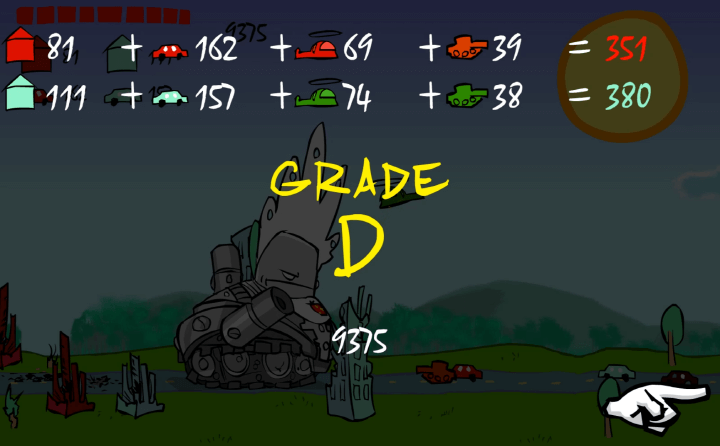 아빠와나-탱크편-무적판-플래시게임-종료-화면