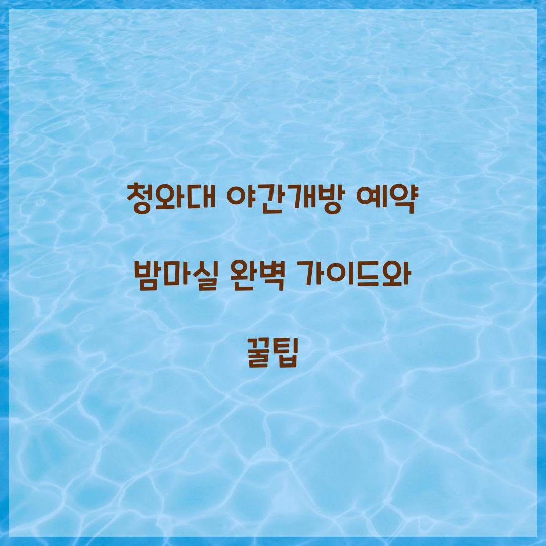 청와대 야간개방 예약 밤마실
