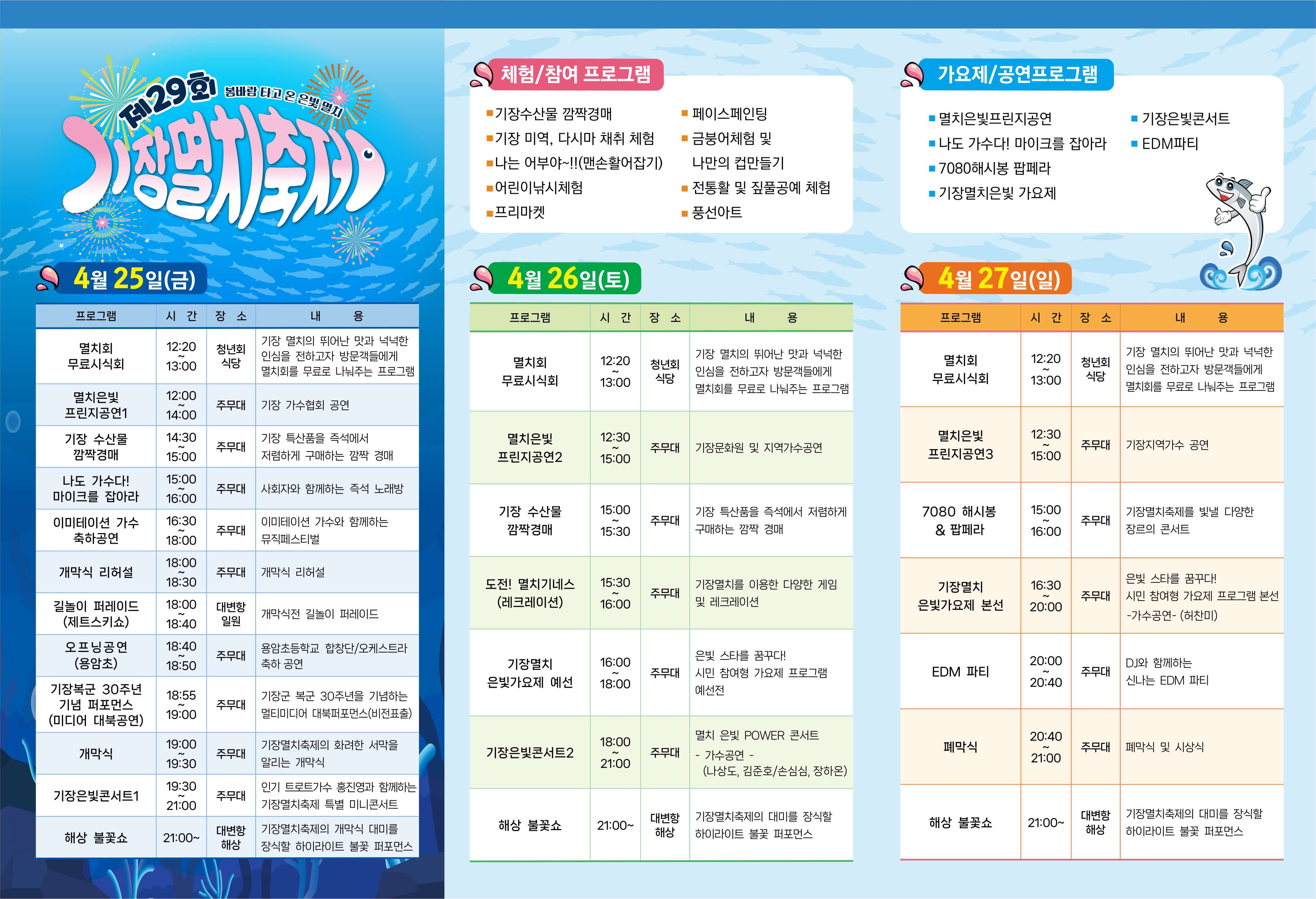 2025 기장멸치축제 대변항 일정 프로그램 교통및 주차안내