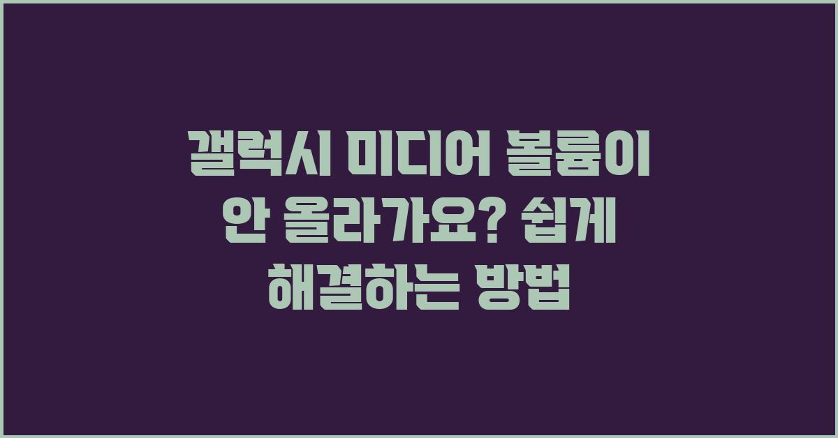 갤럭시 미디어 볼륨이 안 올라가요