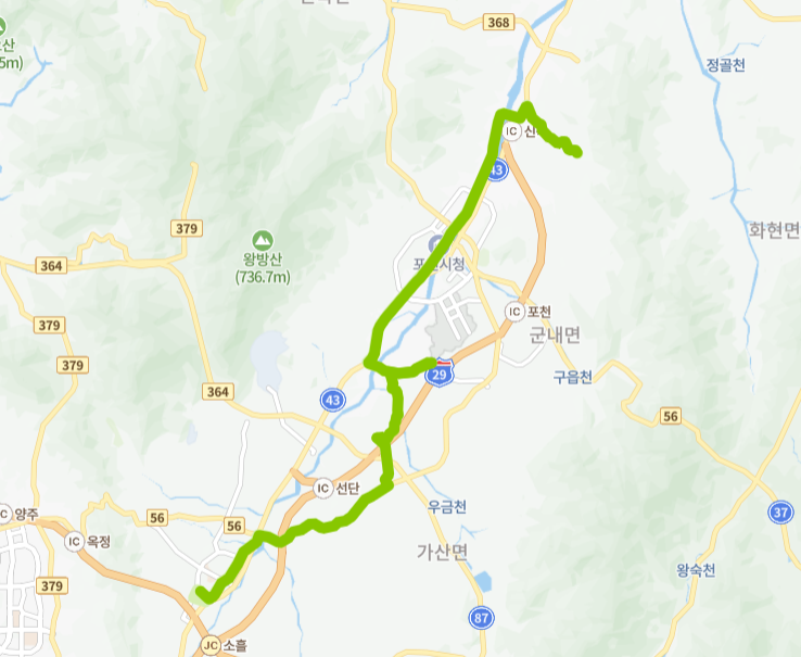 포천-87-4번-버스-노선-지도