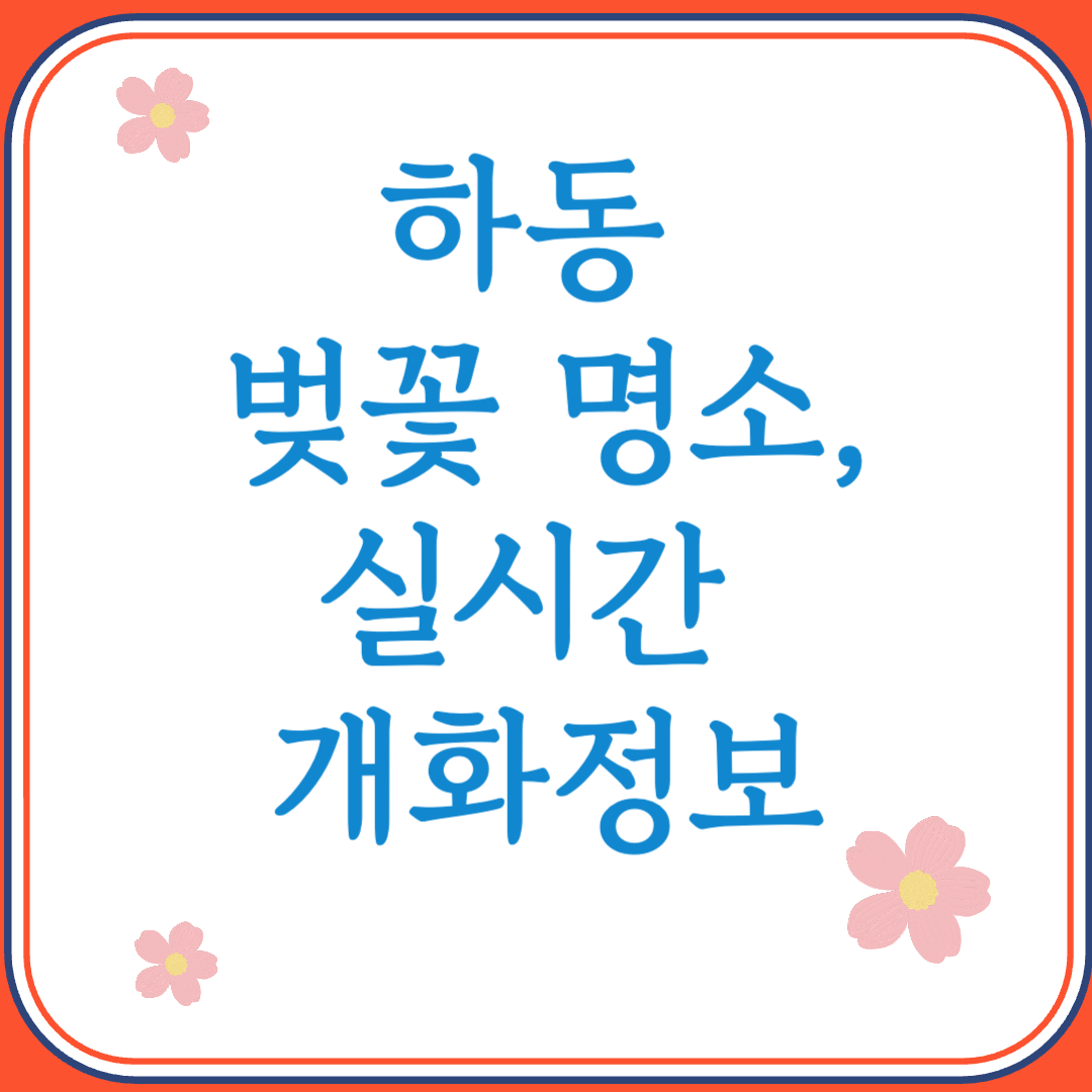 2025년 하동 벚꽃 명소 실시간 개화정보