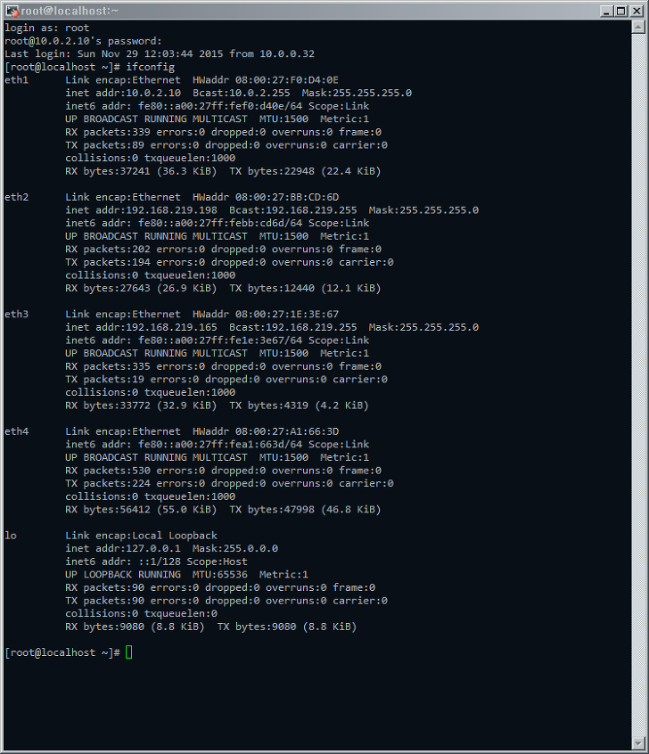 Ethernet NIC 상태 확인