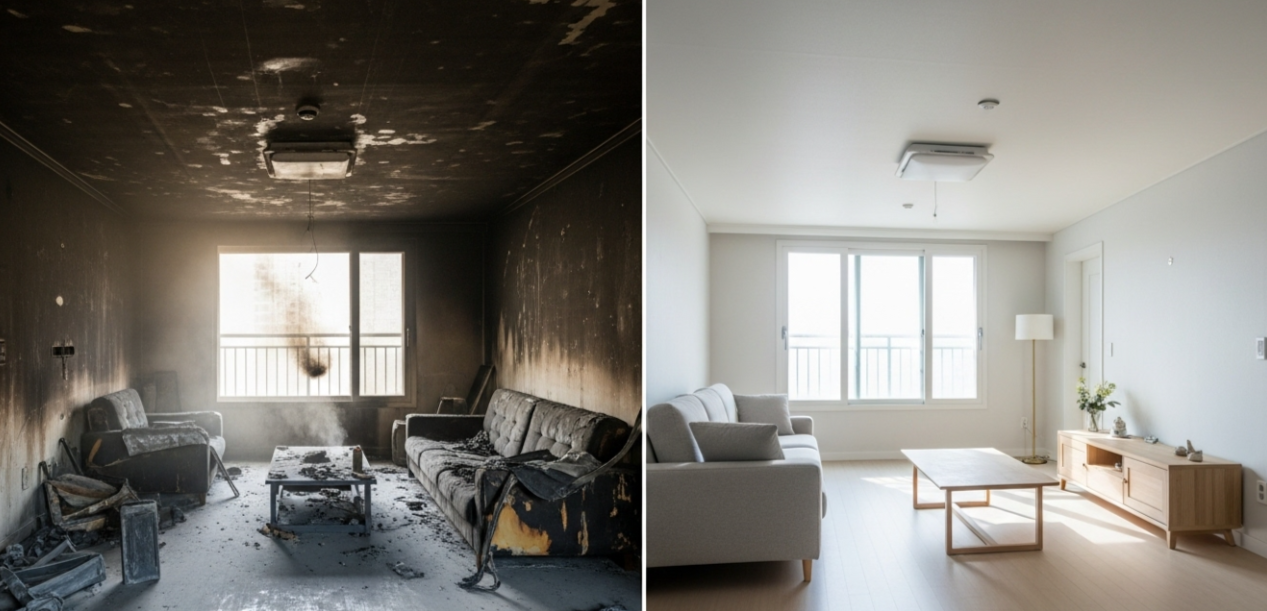 하남 화재 복구 전과후 모습 3