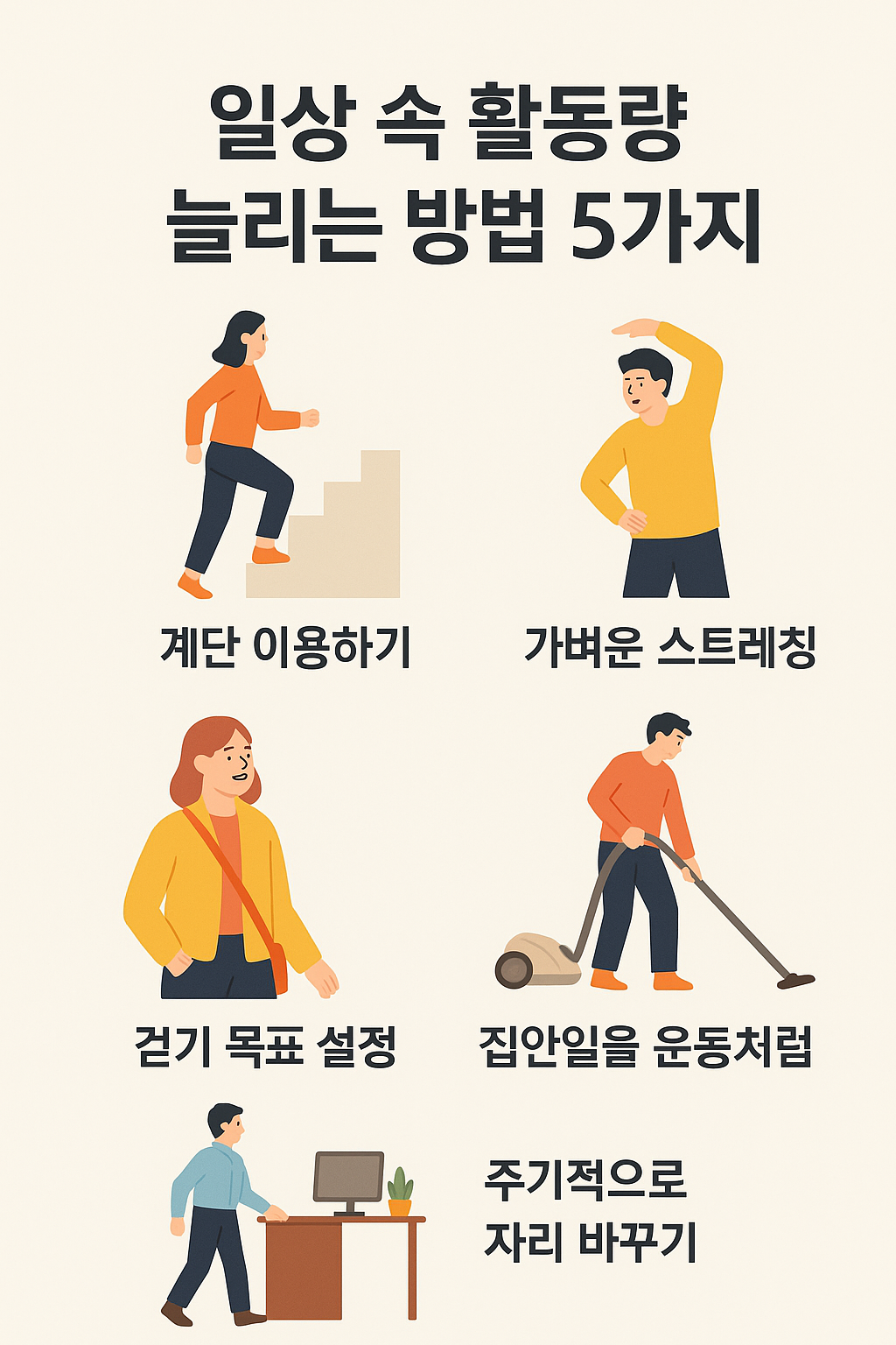 일상 속 활동량 늘리는 방법 5가지