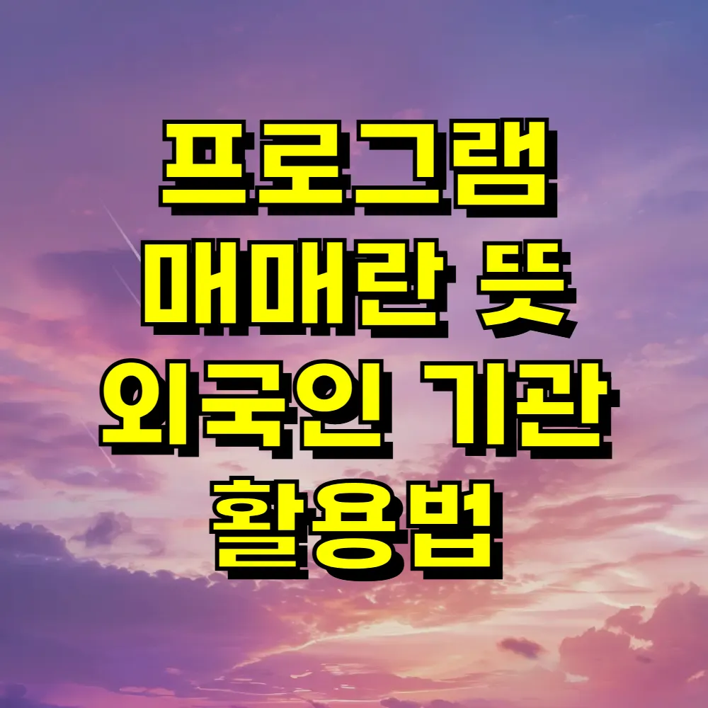 프로그램 매매란 뜻 외국인 기관 활용법