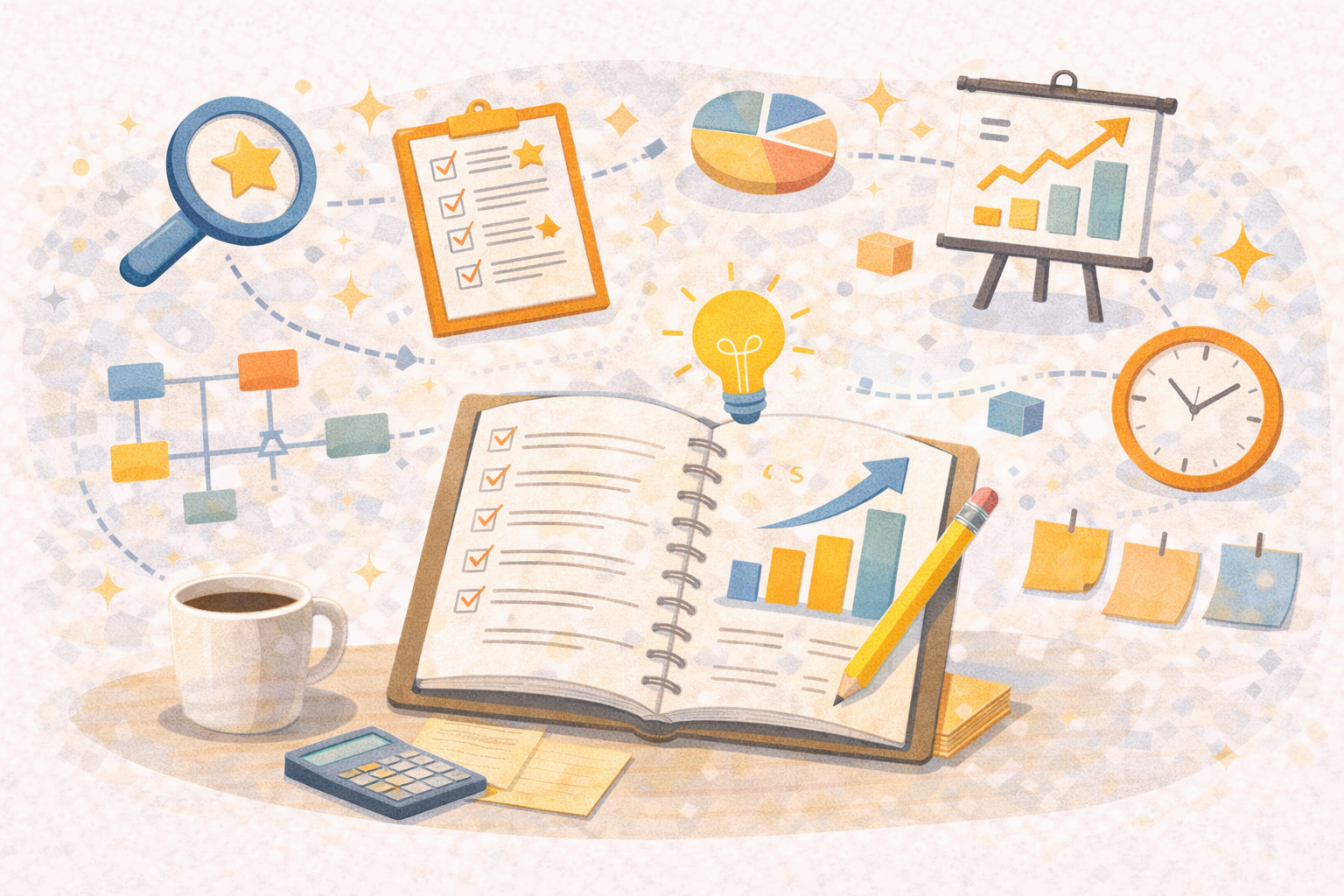 기획자의 습관을 표현한 아이콘 일러스트