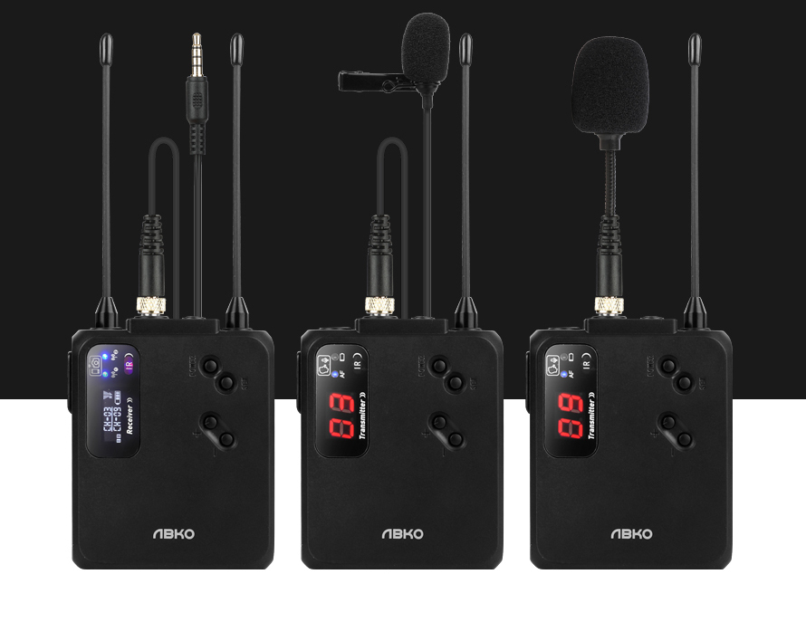 ABKO WMP4 휴대용 UHF 무선 송수신기 세트
