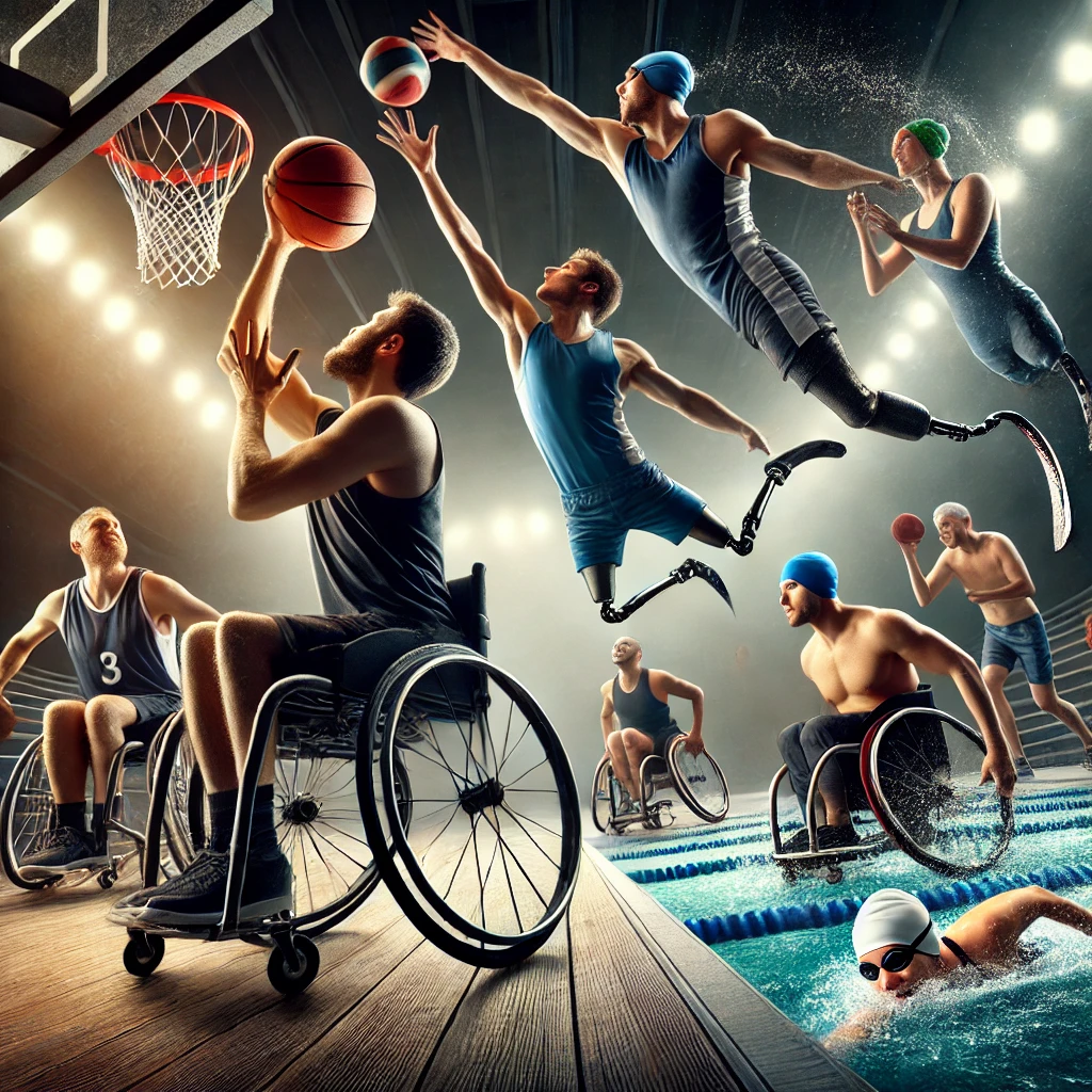 장애인 수영과 휠체어 농구 관련 사진