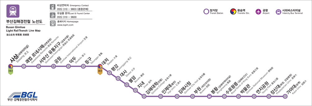 김해부산경전철 운행 노선도