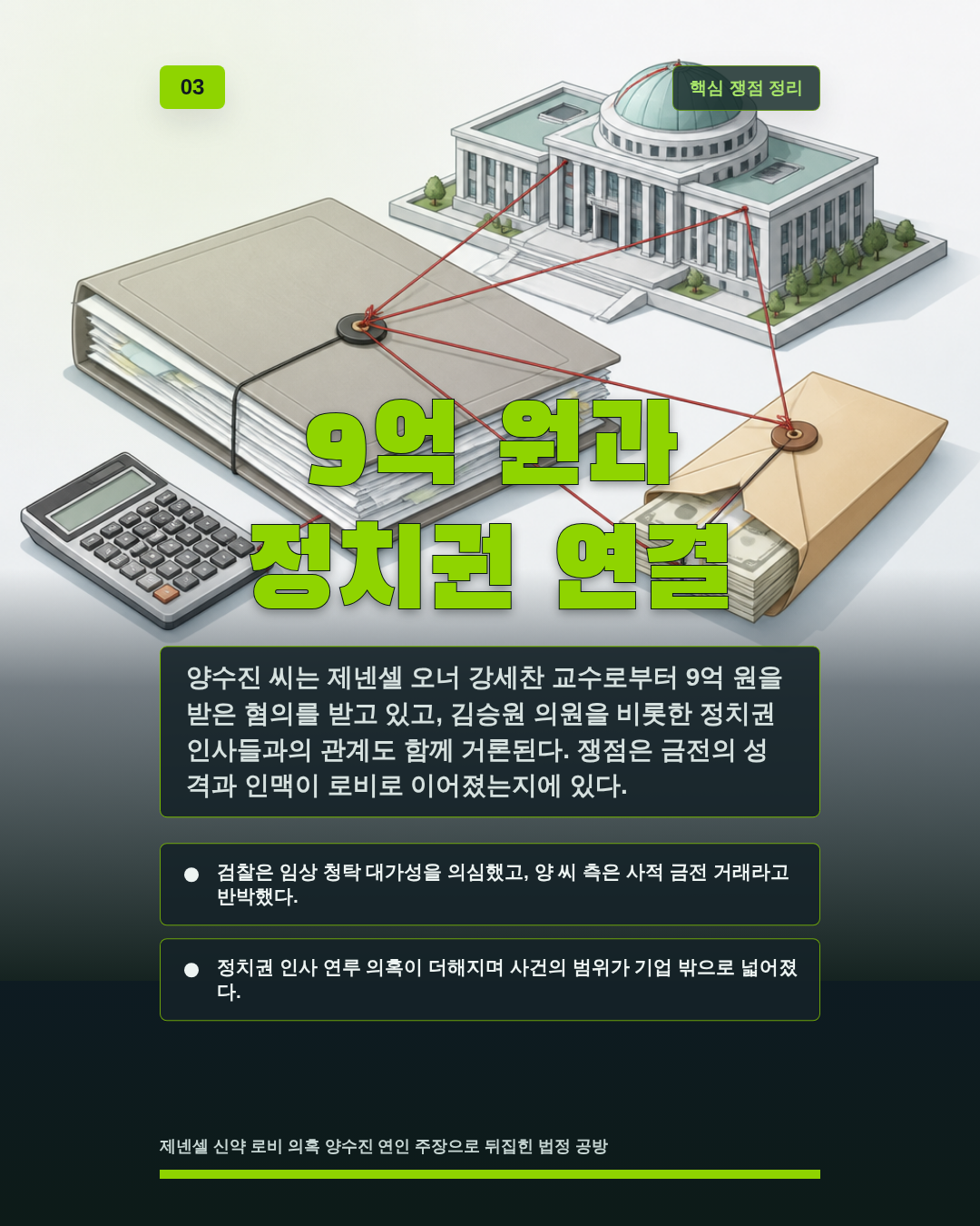 9억 원과 정치권 연결