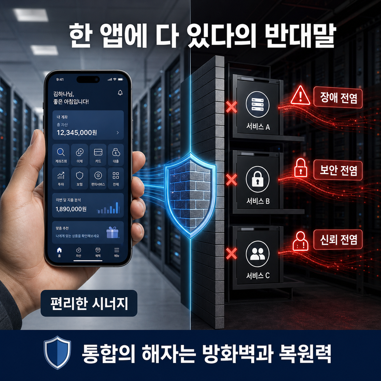 통합 편의성과 장애·보안 위험전이의 양면