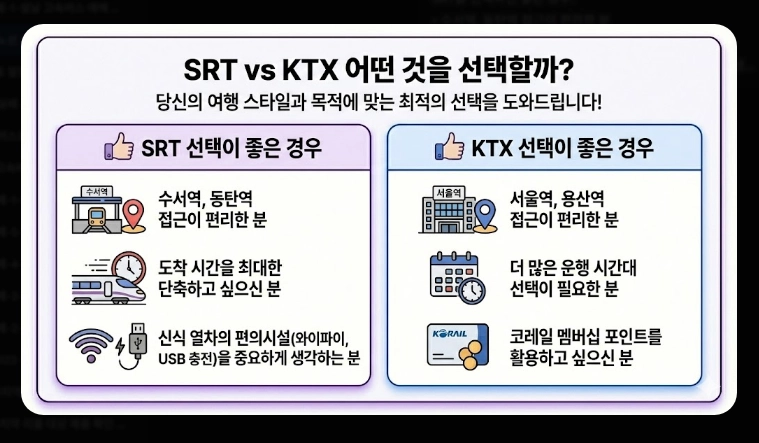 주요 노선 요금(고속버스, KTX, SRT)(2026년 + 전략)