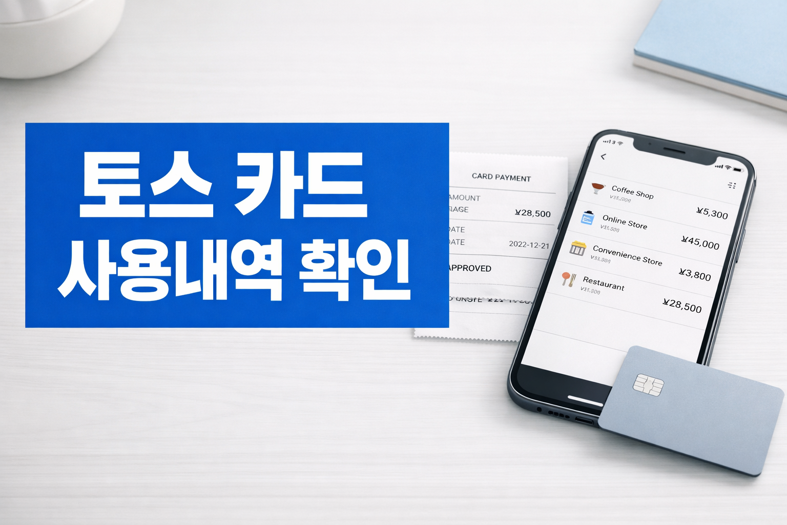 토스 카드 사용내역을 어디서 확인하는지와 앱 화면에서 결제 내역을 확인하는 기본 흐름을 빠르게 이해하도록 보여주는 썸네일 이미지