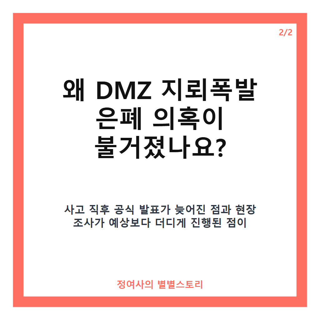 DMZ 지뢰폭발 은폐 의혹에 대한 청와대 입장과 조사 진행 상황 정리 카드뉴스 3