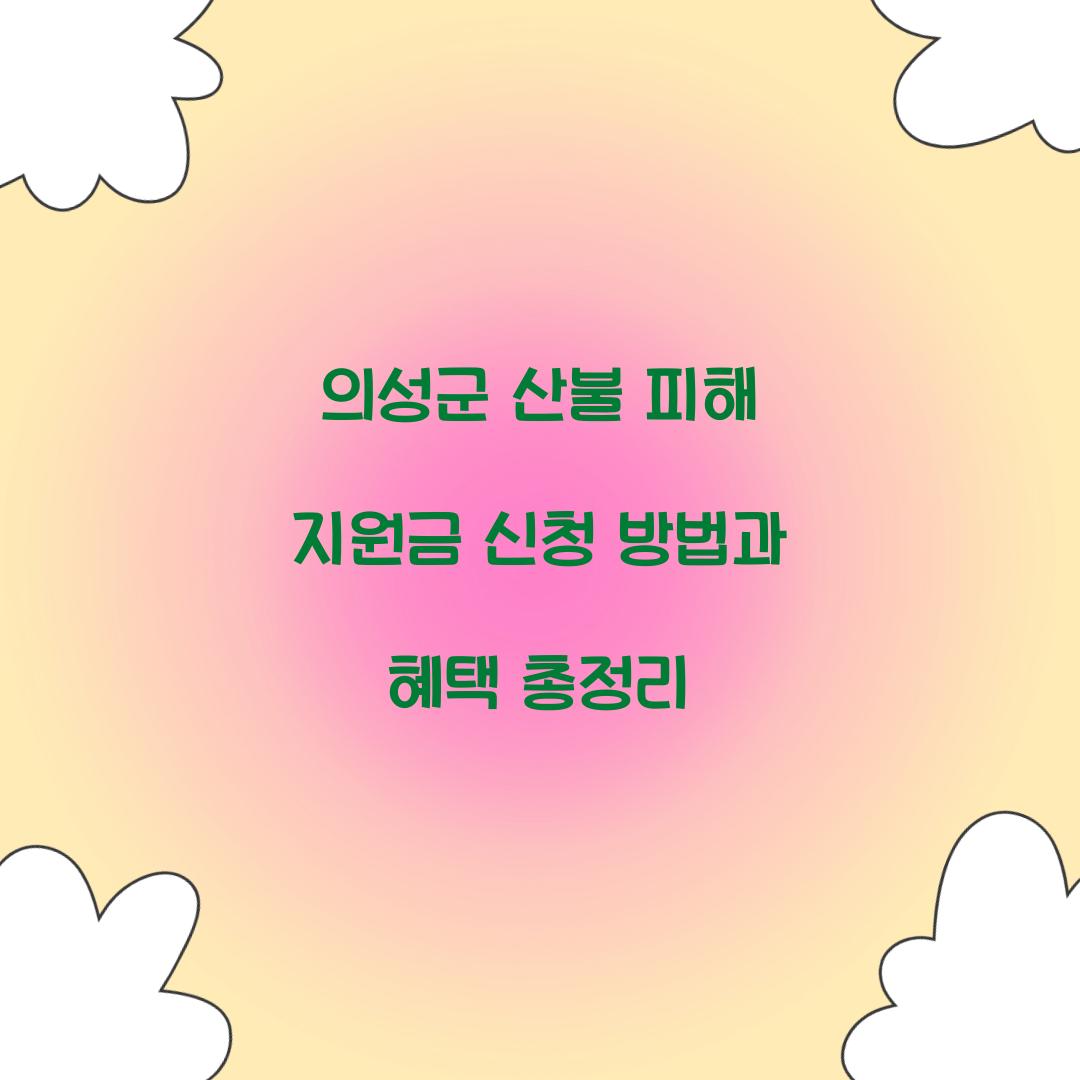 의성군 산불, 특별재난 지원금, 산불 피해 지원