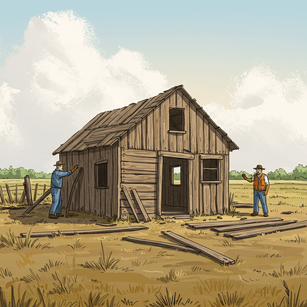 농막 철거 중인 남자들