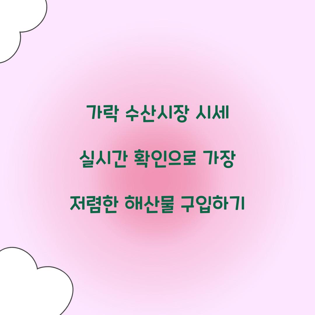 가락 수산시장 시세 실시간 확인