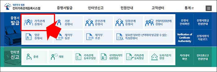 전자가족관계등록시스템-홈페이지