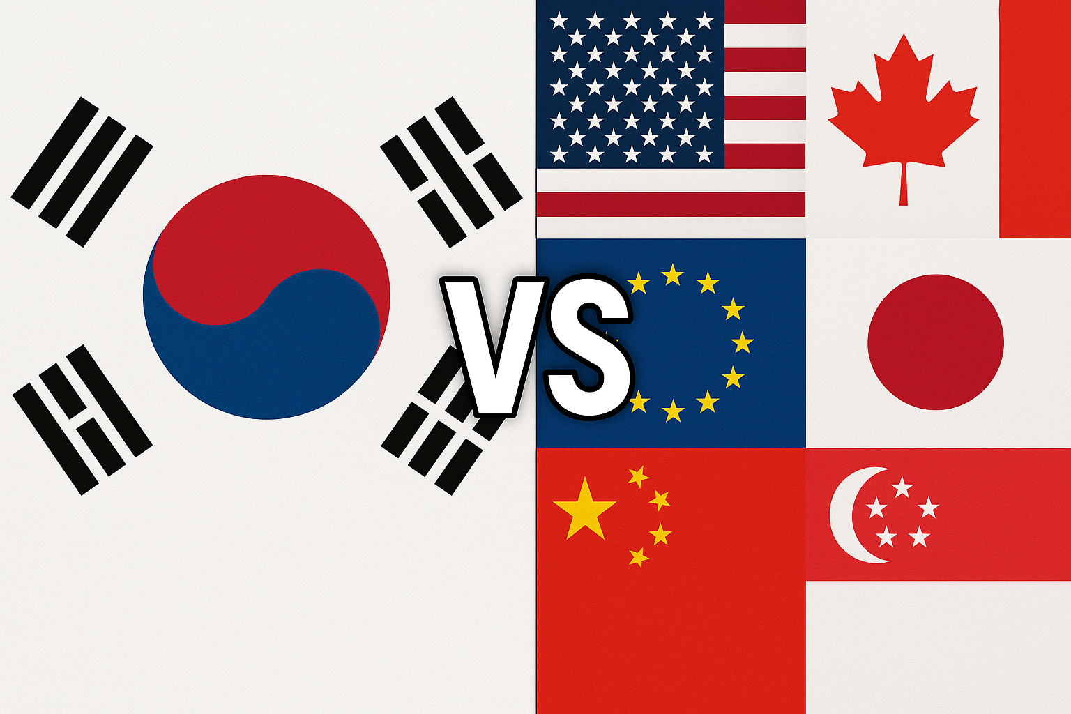 태극기와 다른 여러나라 국기들